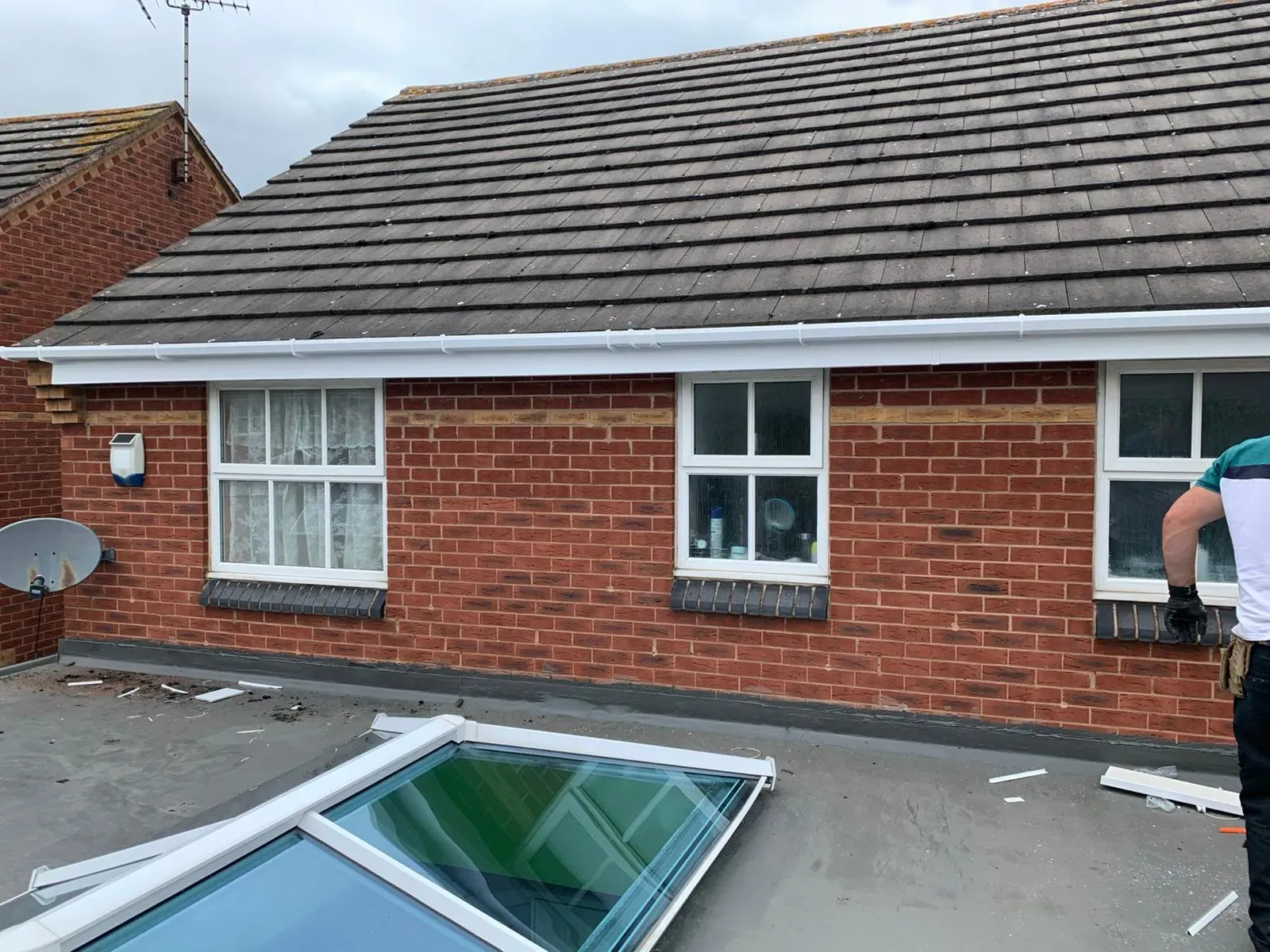 Newly installed uPVC fascias and guttering on a Gloucestershire home.